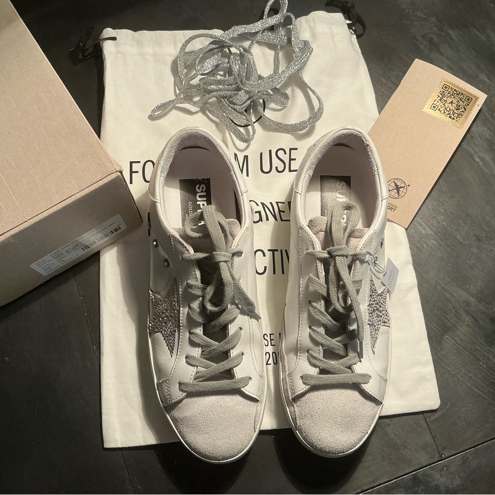 Limited Edition 65/260 Golden Goose Swarovski crystals Superstars EU39